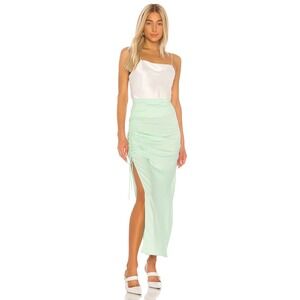 L'Academie The Marion Side Slit Midi Skirt in Mint Green NWT Womens Size Large